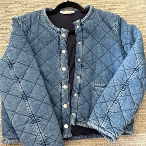 ba&sh Blue Jean Jacket with Quilted Design